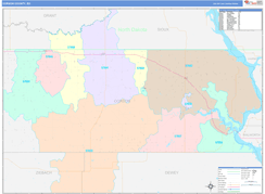 Corson County, SD Digital Map Color Cast Style