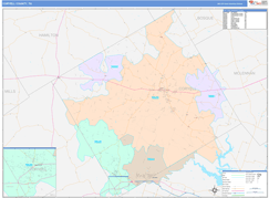 Coryell County, TX Digital Map Color Cast Style