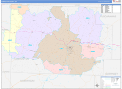 Coshocton County, OH Digital Map Color Cast Style