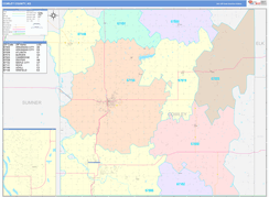 Cowley County, KS Digital Map Color Cast Style