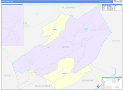 Craig County, VA Digital Map Color Cast Style