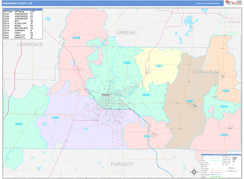 Craighead County, AR Digital Map Color Cast Style