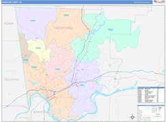 Crawford County, AR Digital Map Color Cast Style