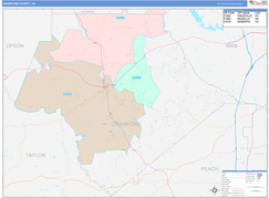 Crawford County, GA Digital Map Color Cast Style