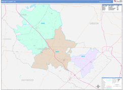 Crockett County, TN Digital Map Color Cast Style