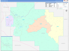 Crook County, OR Digital Map Color Cast Style