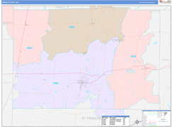 Cross County, AR Digital Map Color Cast Style