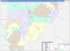 Cullman County, AL Digital Map Color Cast Style
