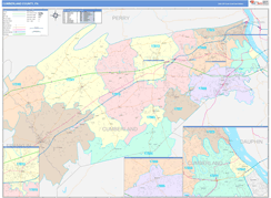 Cumberland County, PA Digital Map Color Cast Style