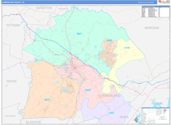 Cumberland County, TN Digital Map Color Cast Style