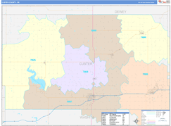Custer County, OK Digital Map Color Cast Style