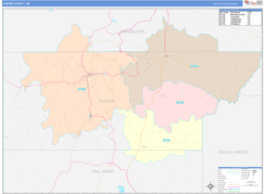 Custer County, SD Digital Map Color Cast Style