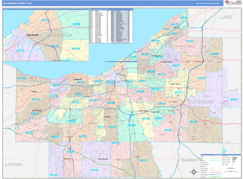 Cuyahoga County, OH Digital Map Color Cast Style