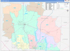 Delaware County, OH Digital Map Color Cast Style