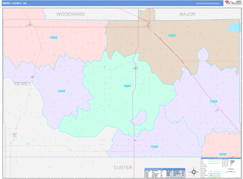 Dewey County, OK Digital Map Color Cast Style