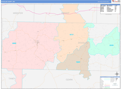 Douglas County, MO Digital Map Color Cast Style
