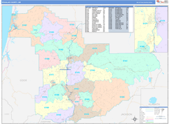 Douglas County, OR Digital Map Color Cast Style
