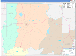 Drew County, AR Digital Map Color Cast Style