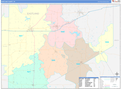 Eastland County, TX Digital Map Color Cast Style