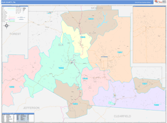 Elk County, PA Digital Map Color Cast Style