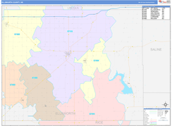 Ellsworth County, KS Digital Map Color Cast Style