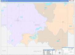 Emmet County, IA Digital Map Color Cast Style