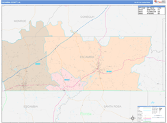 Escambia County, AL Digital Map Color Cast Style