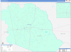 Evans County, GA Digital Map Color Cast Style