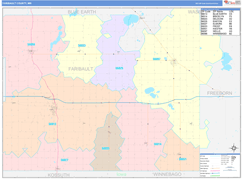 Faribault County, MN Digital Map Color Cast Style