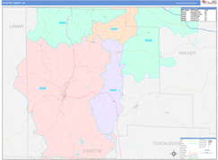 Fayette County, AL Digital Map Color Cast Style