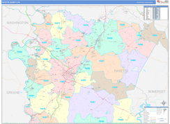 Fayette County, PA Digital Map Color Cast Style