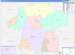 Fergus County, MT Digital Map Color Cast Style