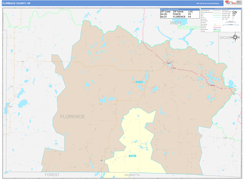 Florence County, WI Digital Map Color Cast Style