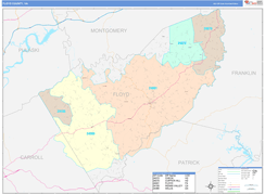 Floyd County, VA Digital Map Color Cast Style