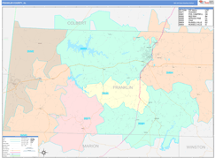 Franklin County, AL Digital Map Color Cast Style