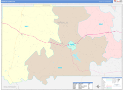 Franklin County, MS Digital Map Color Cast Style