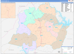 Franklin County, VA Digital Map Color Cast Style