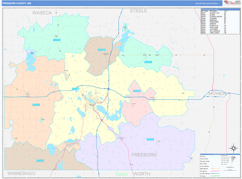 Freeborn County, MN Digital Map Color Cast Style