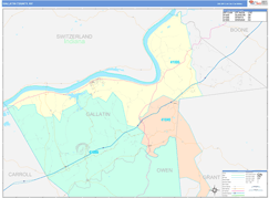 Gallatin County, KY Digital Map Color Cast Style