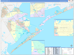 Galveston County, TX Digital Map Color Cast Style