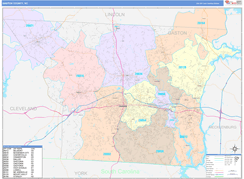 Gaston County, NC Digital Map Color Cast Style