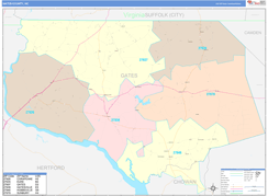 Gates County, NC Digital Map Color Cast Style