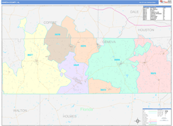 Geneva County, AL Digital Map Color Cast Style