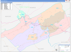 Giles County, VA Digital Map Color Cast Style