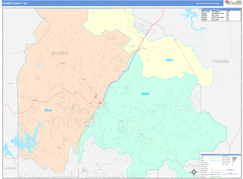 Gilmer County, GA Digital Map Color Cast Style