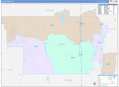 Glenn County, CA Digital Map Color Cast Style