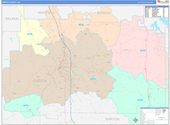 Gordon County, GA Digital Map Color Cast Style