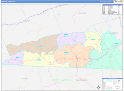 Grayson County, VA Digital Map Color Cast Style