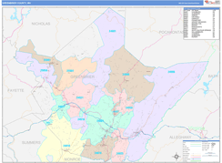 Greenbrier County, WV Digital Map Color Cast Style