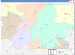 Greene County, IN Digital Map Color Cast Style